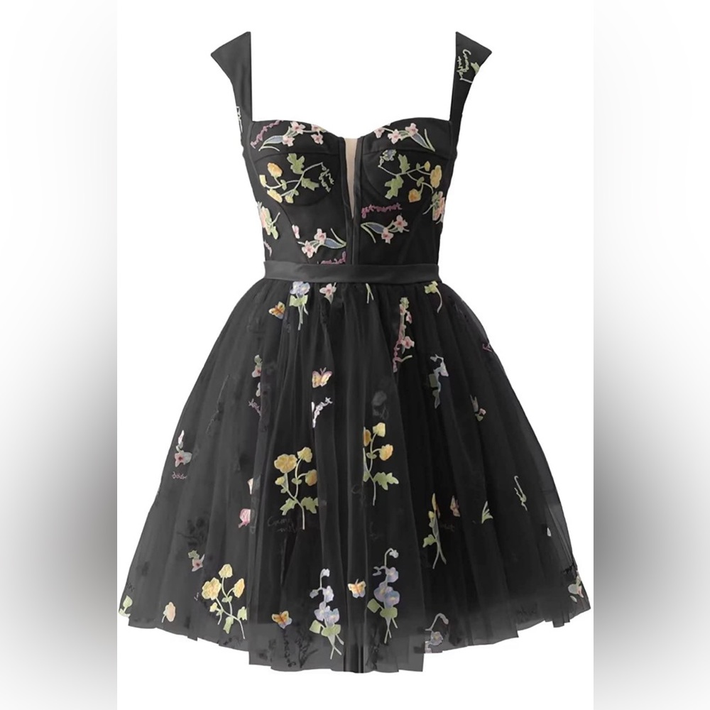 ❤️ Tulle Sweetheart Flower Embroidery Dress